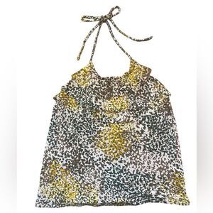 Banana Republic Speckled Print Braided Tie Ruffle Neckline Halter